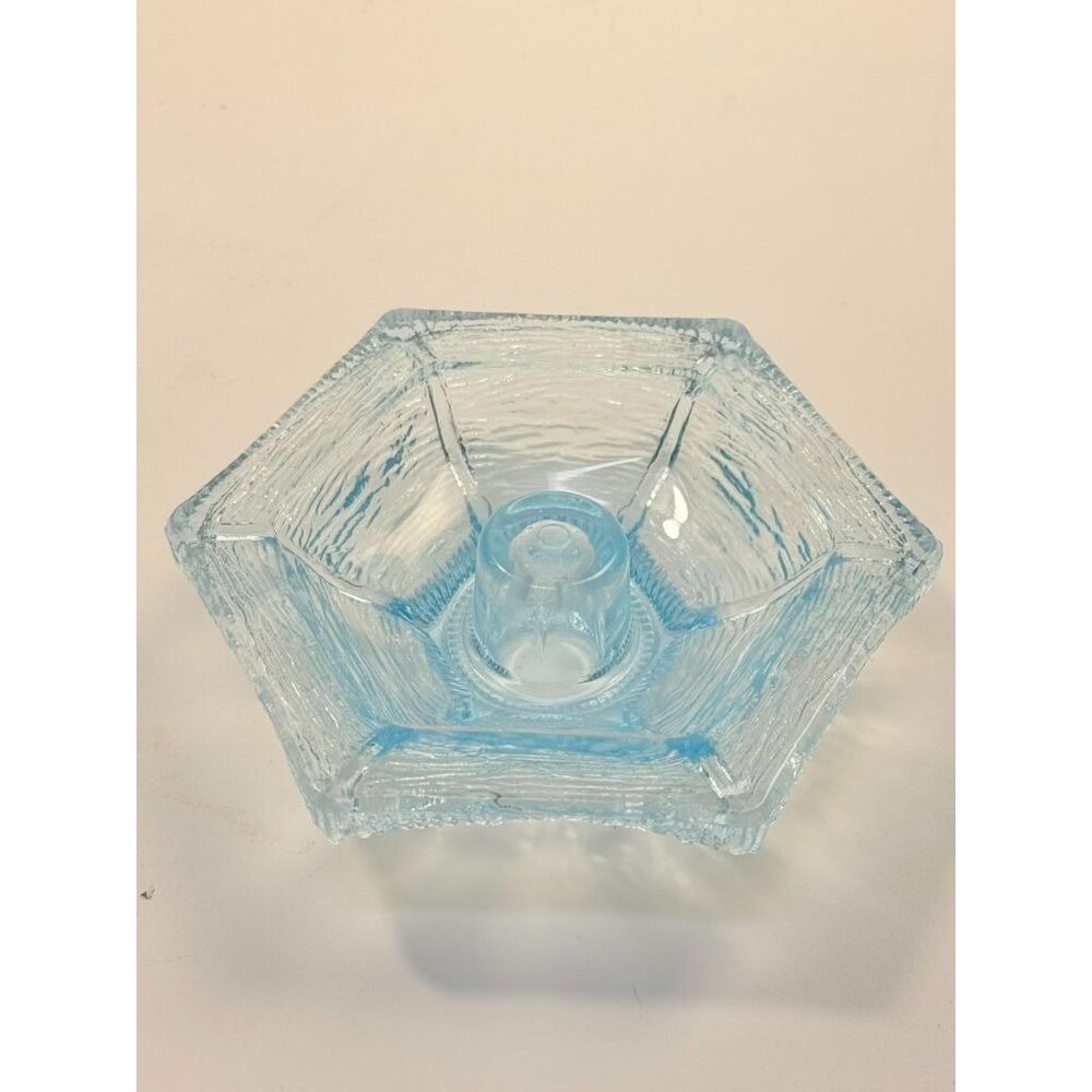 Taper Candle Holder LE Smith Pagoda Light Ice Blue Textured Glass Candleholder - Picture 16 of 16